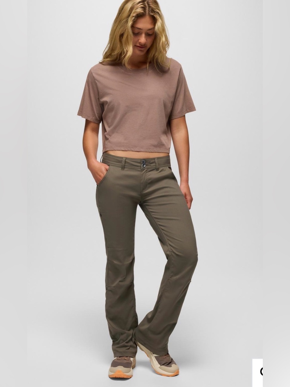 Prana Halle Low Rise Boot Cut Pants Roll Up Slate Green Performance Hiking 8
